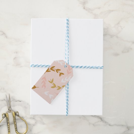 Blätter Muster 4 Geschenkanhänger (Mit Garn)