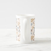 Blätter Muster Blues Brown Gold Cream Porzellantasse (Rückseite)