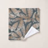 Blätter Muster Brown Smoky Black Badhandtuch Set (Waschlappen)