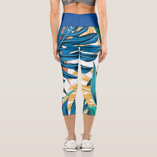 Blätter Muster Capri Leggings (Rückseite)