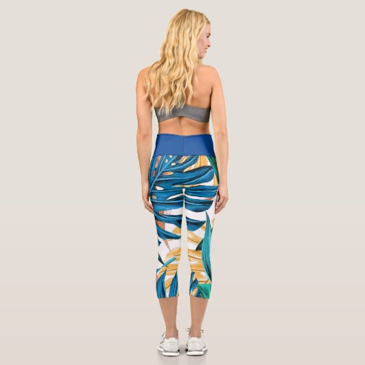 Blätter Muster Capri Leggings (Rückseite)