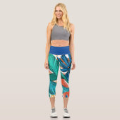 Blätter Muster Capri Leggings (Vorderseite)