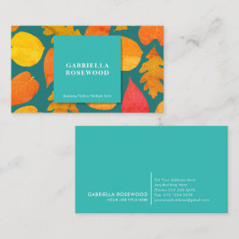 Blätter Muster Farbe Blau Quadrat Visitenkarte