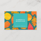 Blätter Muster Farbe Blau Quadrat Visitenkarte (Vorderseite)