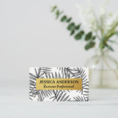 Blätter Muster | Gold Metallic Visitenkarte (Stehend Vorderseite)