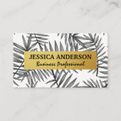 Blätter Muster | Gold Metallic Visitenkarte (Vorderseite)