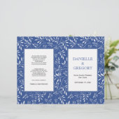 Blätter Muster, indigoblau gefaltetes Hochzeitspro (Stehend Vorderseite)