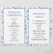 Blätter Muster, indigoblau gefaltetes Hochzeitspro (Rückseite)