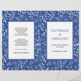Blätter Muster, indigoblau gefaltetes Hochzeitspro