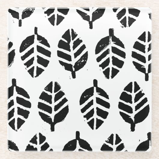 Blätter Muster Potato Druck Glasuntersetzer (Vorderseite)