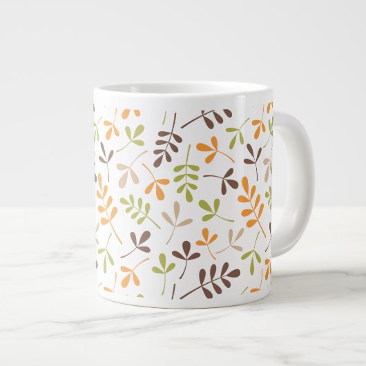 Blätter Muster Retrofarben Jumbo-Tasse (Vorderseite Rechts)
