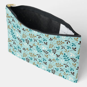 Blätter Muster Teals Cream Brown Gold Zubehörtasche