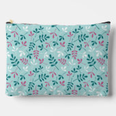 Blätter Muster Teals Pink White Zubehörtasche (Vorderseite)
