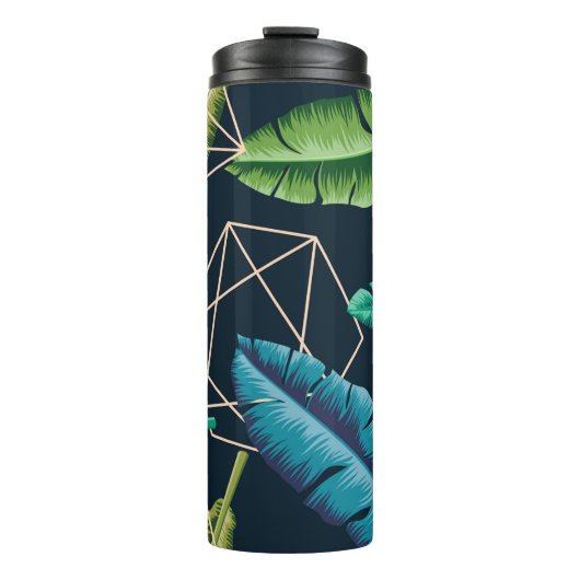 Blätter nahtlos mit abstraktem polygonal li thermosbecher (Vorderseite)