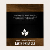 Blätter Naturholzkörner-Trim Schwarzer Mesh Visitenkarten (Außenseite Aufgefaltet)