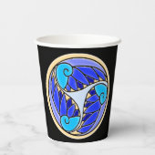 Blätter Nautilus und Palm - 3 Blues, Gelb, Schwarz Pappbecher (Rückseite)