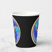 Blätter Nautilus und Palm - 3 Blues, Gelb, Schwarz Pappbecher (Links)