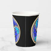 Blätter Nautilus und Palm - 3 Blues, Gelb, Schwarz Pappbecher (Rechts)