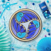 Blätter Nautilus und Palm - 3 Blues, Gelb, Schwarz Pappteller (Party)