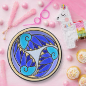 Blätter Nautilus und Palm - 3 Blues, Gelb, Schwarz Pappteller (Party)