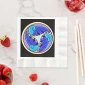 Blätter Nautilus und Palm - 3 Blues, Gelb, Schwarz Serviette (Beispiel)