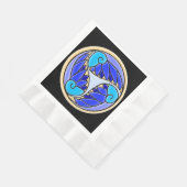 Blätter Nautilus und Palm - 3 Blues, Gelb, Schwarz Serviette (Ecke)