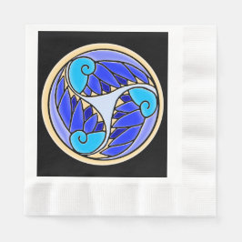 Blätter Nautilus und Palm - 3 Blues, Gelb, Schwarz Serviette