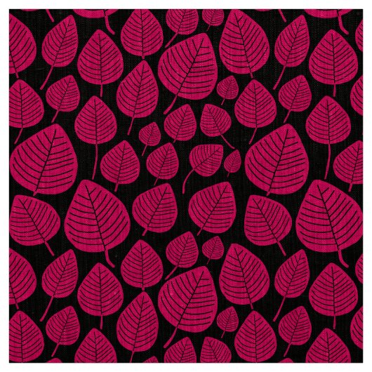 Blätter - Neon Red auf Black Stoff (Muster)