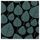 Blätter - Ocean Green on Black Stoff (Nahaufnahme)