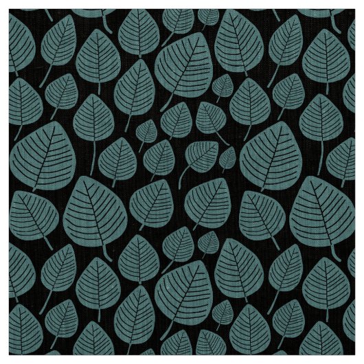 Blätter - Ocean Green on Black Stoff (Muster)