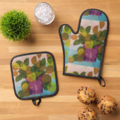 Blätter Ofenhandschuh & Topflappen-Set (Oben Unten)