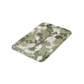 Blätter Olive Green Beige Weiß Badematte (Schrägansicht)