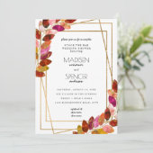 Blätter Paare Stock der Bar Polterabend Einladung (Stehend Vorderseite)