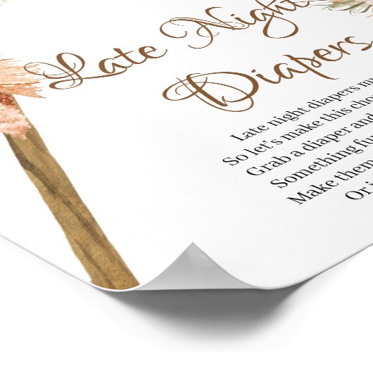 Blätter Pampas Grass Late Night Diapers getrocknet Poster (Ecke)