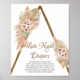 Blätter Pampas Grass Late Night Diapers getrocknet Poster