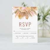 Blätter Pampas Terracotta Hochzeit getrocknet RSVP Karte (Stehend Vorderseite)