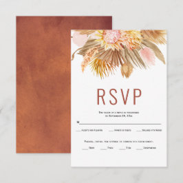 Blätter Pampas Terracotta Hochzeit getrocknet RSVP Karte