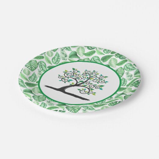 Blätter Pappteller (Schrägansicht)