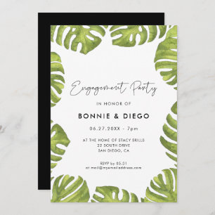 Blätter-Party mit tropischer grüner Palme Einladung