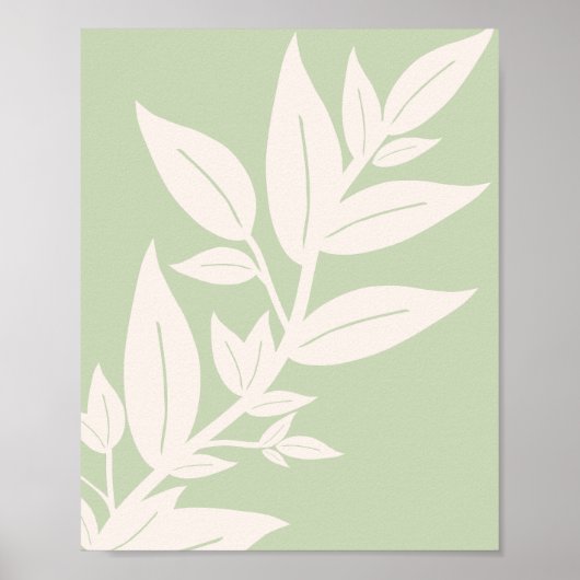 Blätter Pastel Green Poster (Vorne)