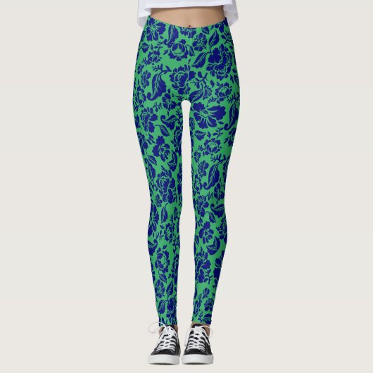 Blätter pattern.13.bw Green BG Leggings (Vorderseite)
