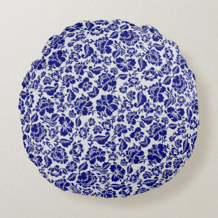 Blätter pattern.13.bw Offwhite BG Rundes Kissen