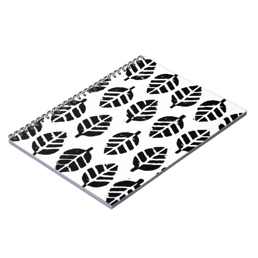 Blätter Pattern Potato Print Spiral Foto Notebook Notizblock (Linke Seite)