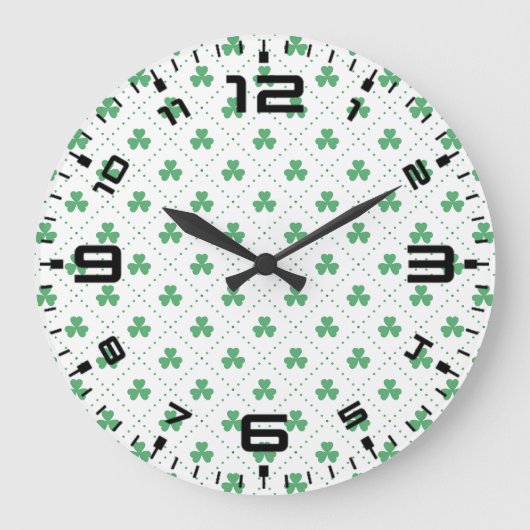 Blätter Pattern St. Patrick's Day-23223 Große Wanduhr (Vorderseite)