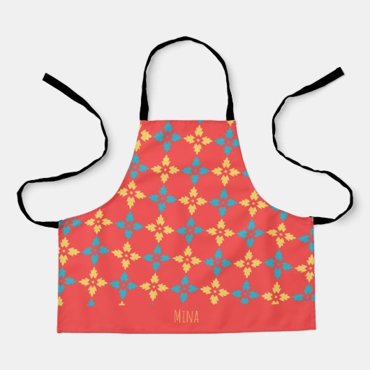 Blätter Peach Blue Minimal Muster Schürze (Vorderseite)