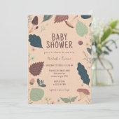 Blätter & Pilze | Rustic Fall Baby Dusche Einladung (Stehend Vorderseite)