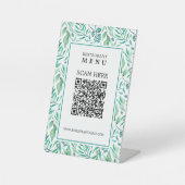 Blätter & QR Code Digital Menu Pedestal Sign Sockelschild (Vorderseite)