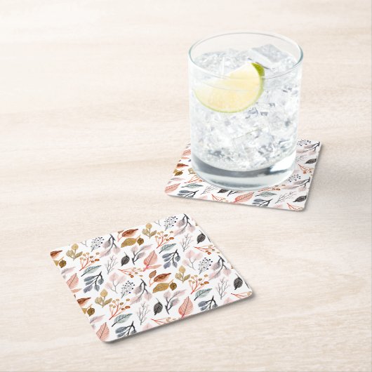 Blätter Rechteckiger Pappuntersetzer (Vor Ort)