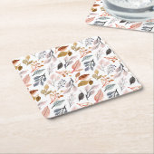 Blätter Rechteckiger Pappuntersetzer (angewinkelt)