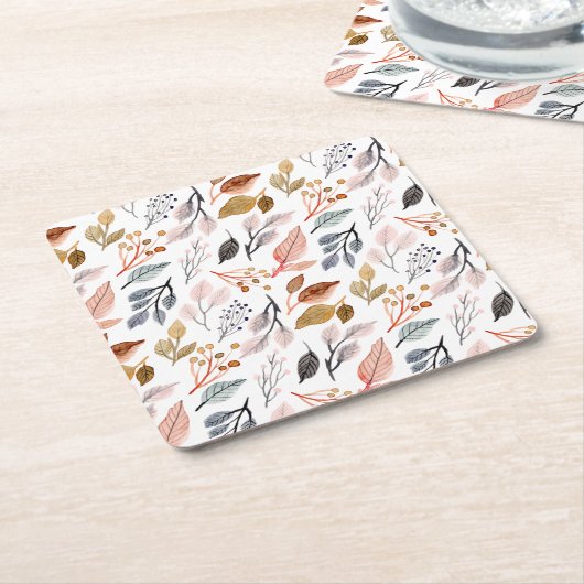 Blätter Rechteckiger Pappuntersetzer (angewinkelt)